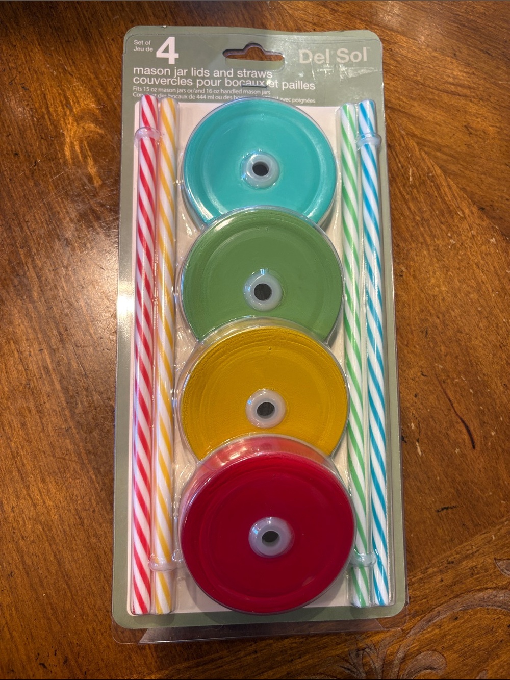 Home Essentials Mason Jar Lids & Straws Set - Multicolor set of four.